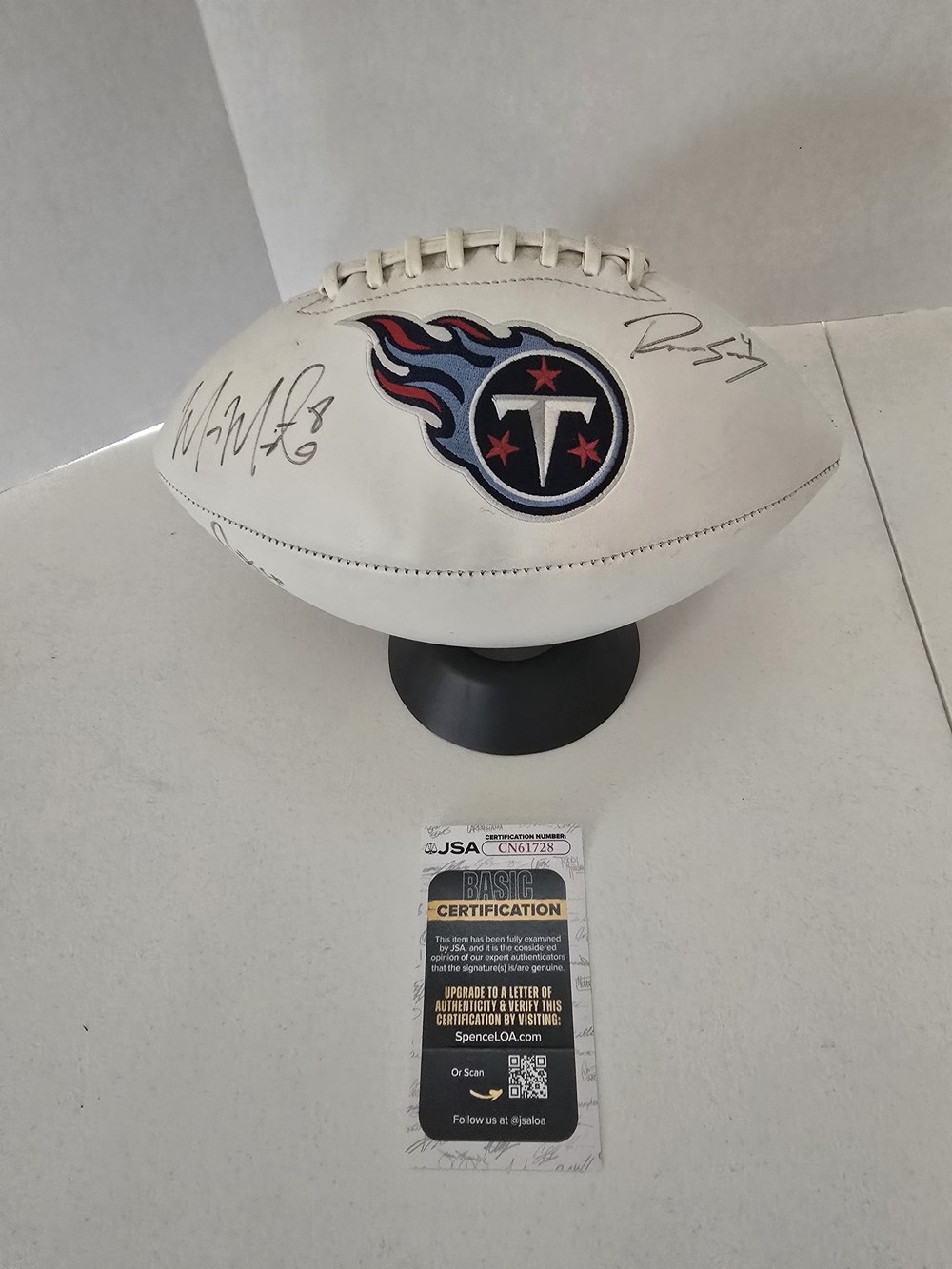 JSA COA Signed Tennessee Titans Football - Marcus Mariota, Ryan Succop & More